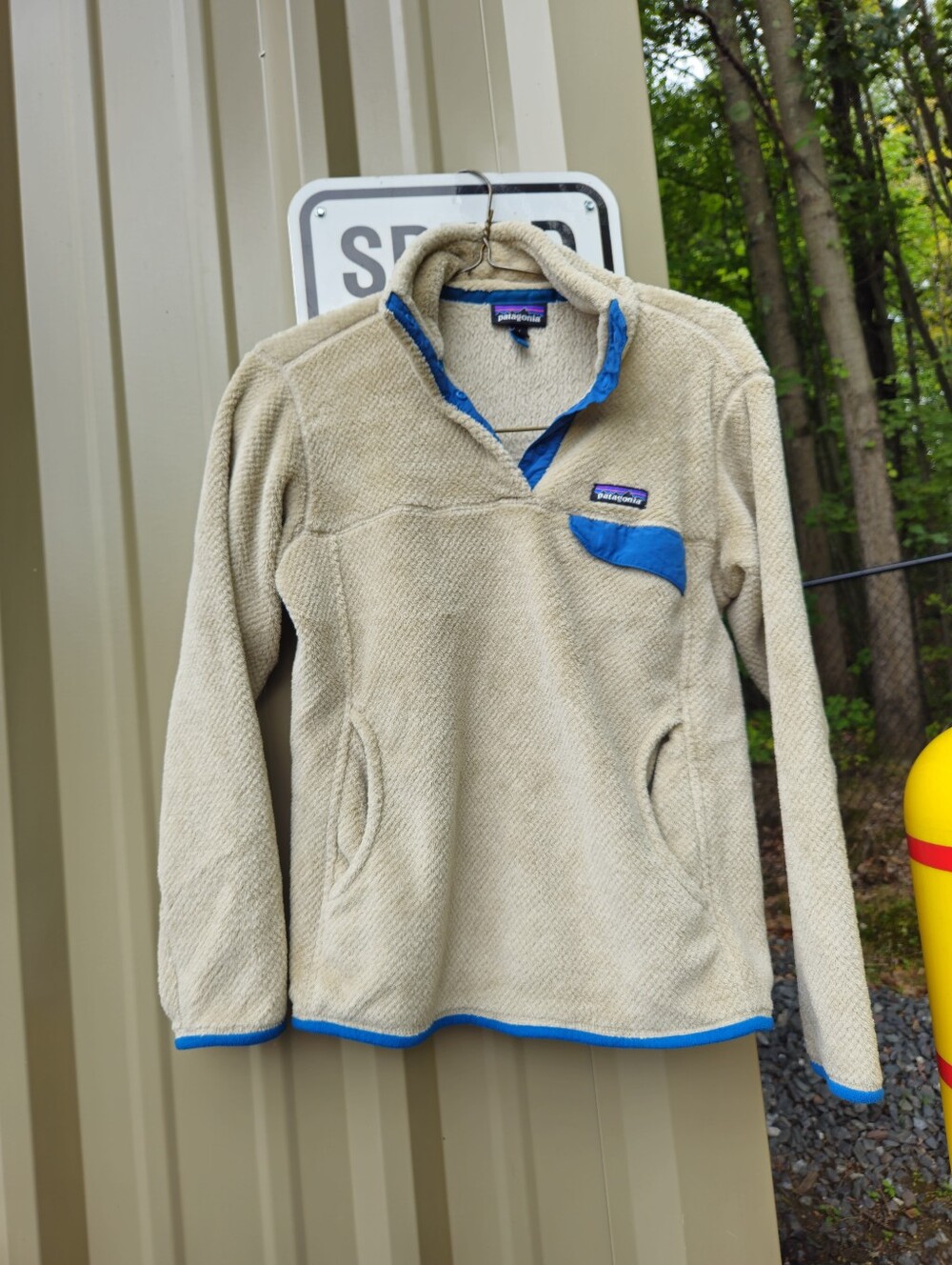 Patagonia Women's Re-Tool Snap-T Pullover Fleece Jacket White&Blue Size M